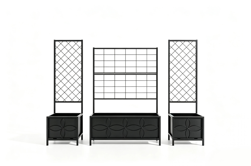 Rectangular Planter Box with Trellis, 50-Inch Tall for Climbing Plants
