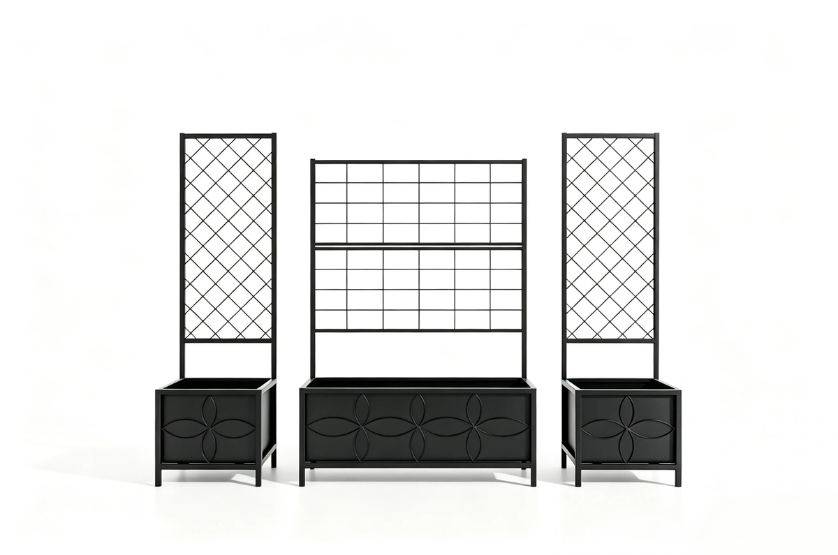 Rectangular Planter Box with Trellis, 50-Inch Tall for Climbing Plants