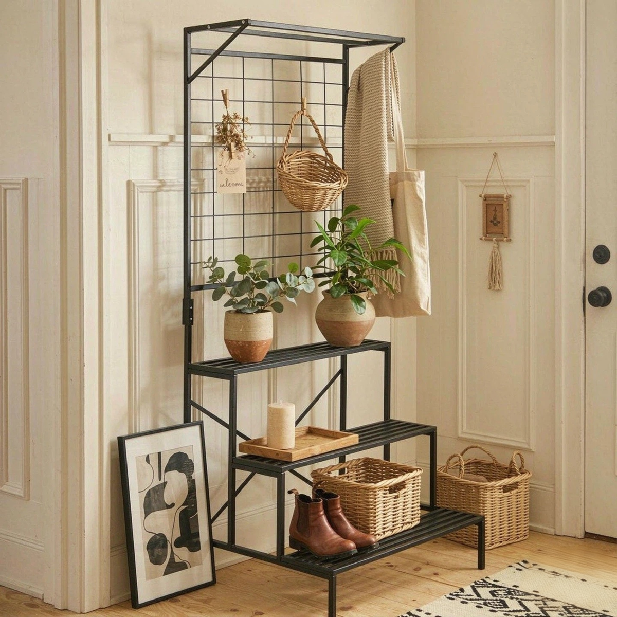 Zhongma 3-Tier Metal Plant Stand with Hanging Shelf, 78.8" Indoor & Outdoor