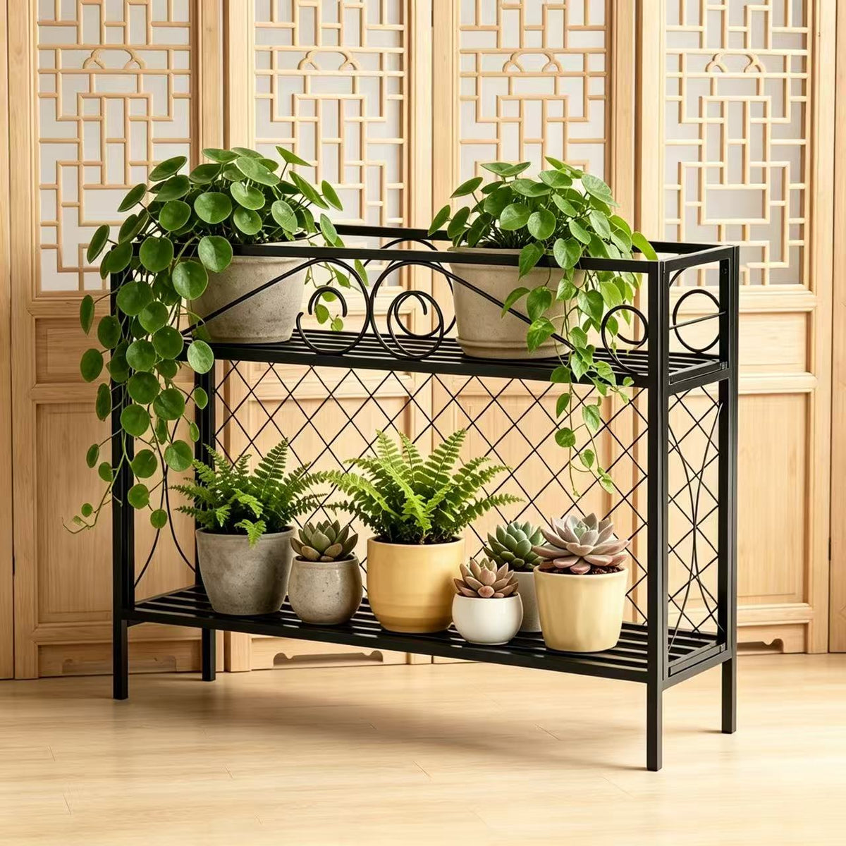 Zhongma 2-Tier Narrow Metal Plant Stand, 47.2" Indoor & Outdoor Shelf