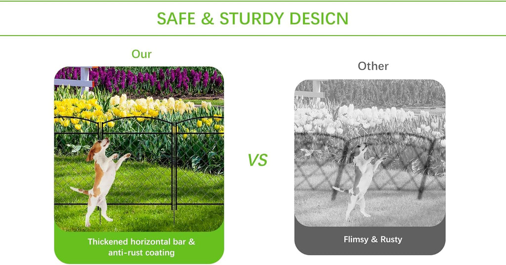 Decorative Metal Garden Fence Panels,5-Pack, Rabbit Barrier,36-Inch Tall - Zhongma