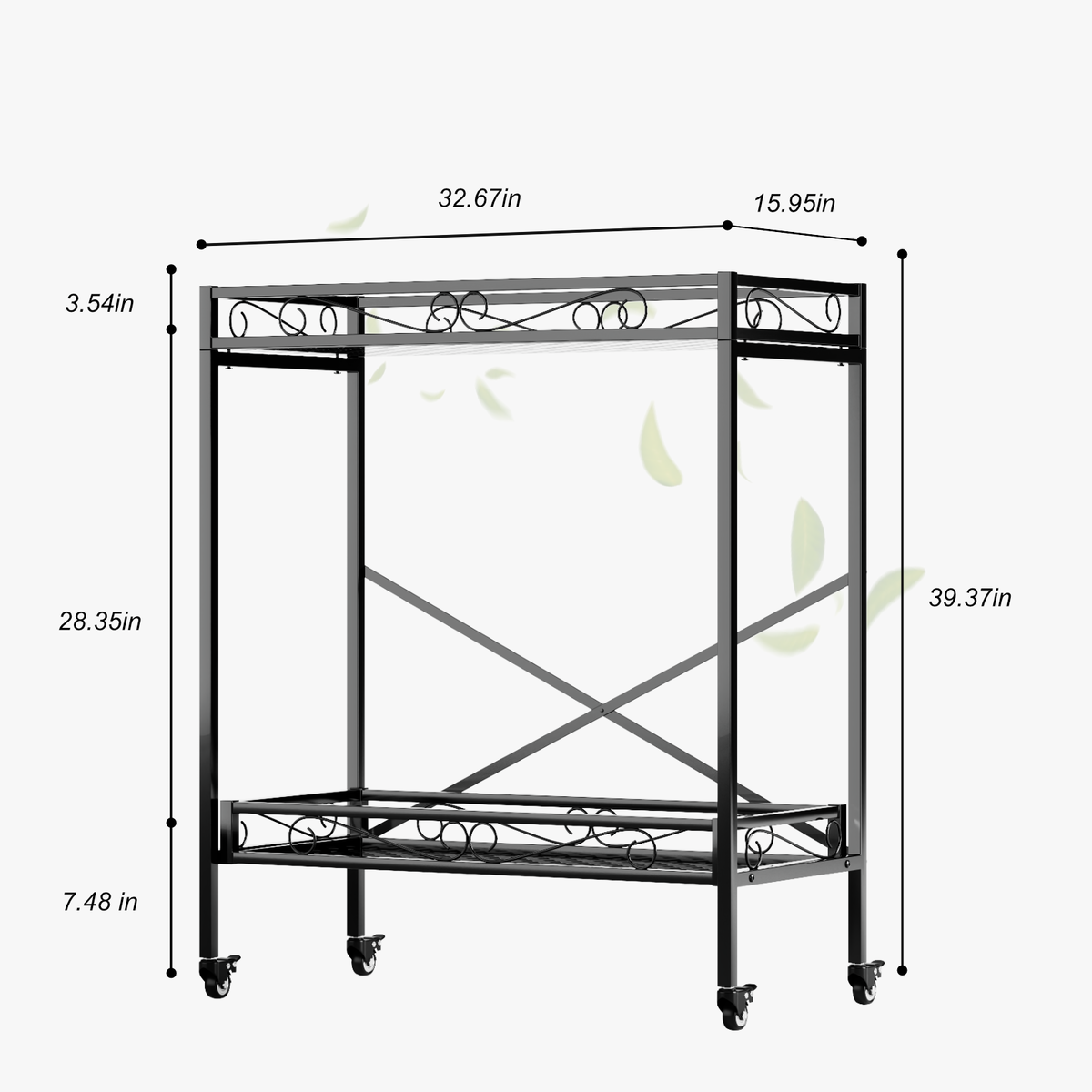 Zhongma 2-Tier Tall Metal Plant Stand with Wheels, 32.7" Indoor & Outdoor