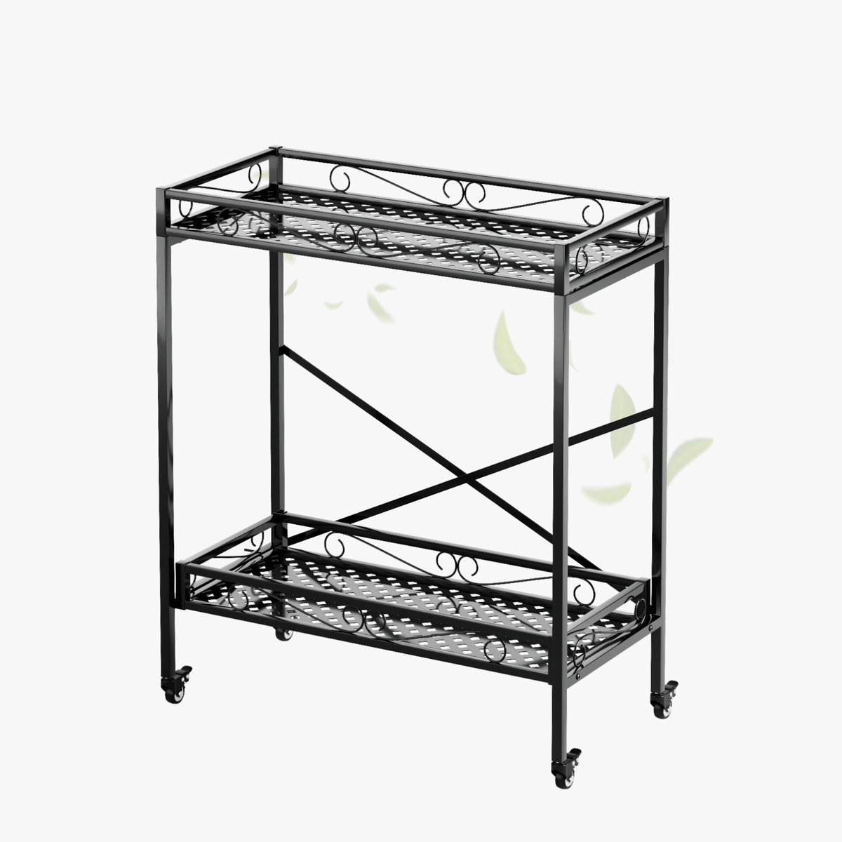 Zhongma 2-Tier Tall Metal Plant Stand with Wheels, 32.7" Indoor & Outdoor