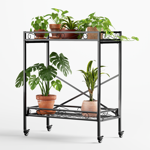 2-Tier Rolling Plant Stand with Wheels, 39.4" Tall, 220 lbs per Tier