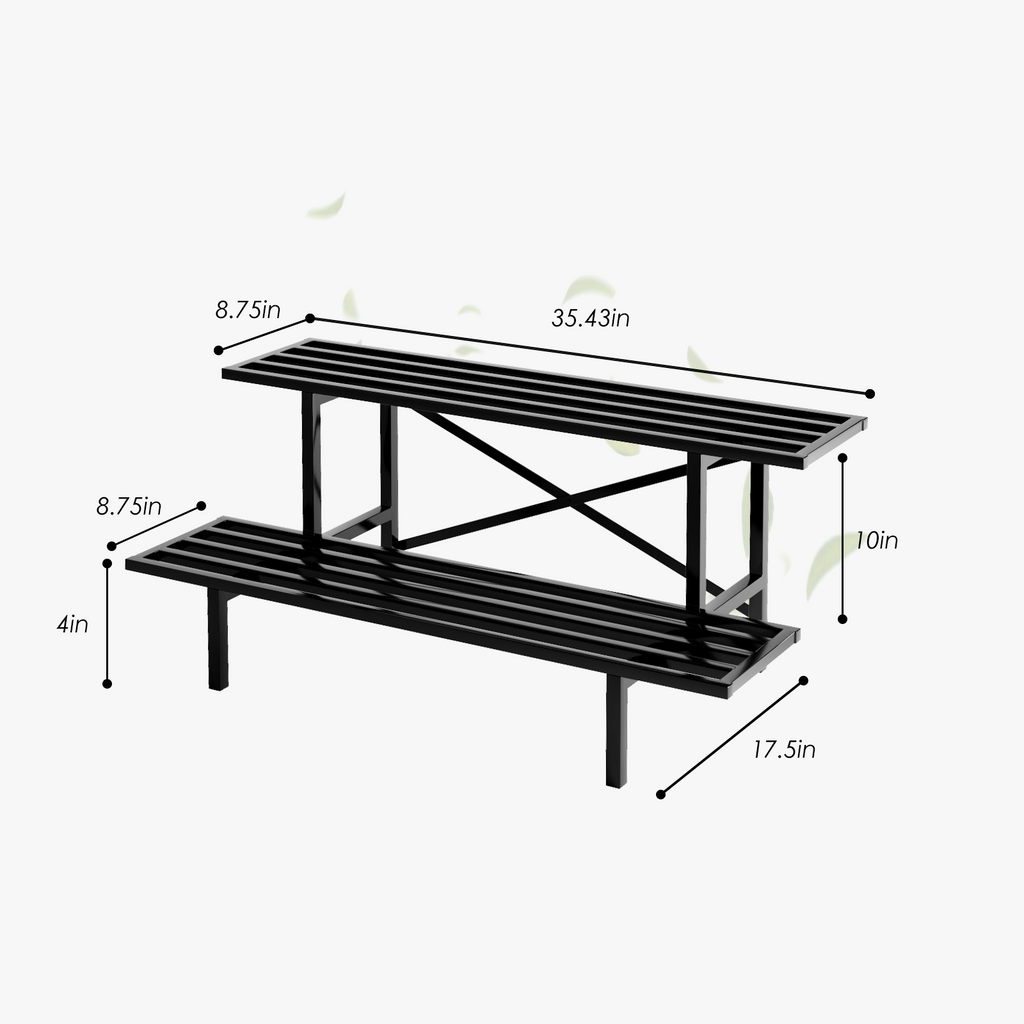 Zhongma 2-Tier Heavy Duty Metal Plant Stand, 35.4" Indoor & Outdoor Shelf