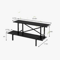 Low Stepped Plant Stand, 14" Tall 2-Tier Metal Plant Shelf, 440 lbs, Indoor & Outdoor