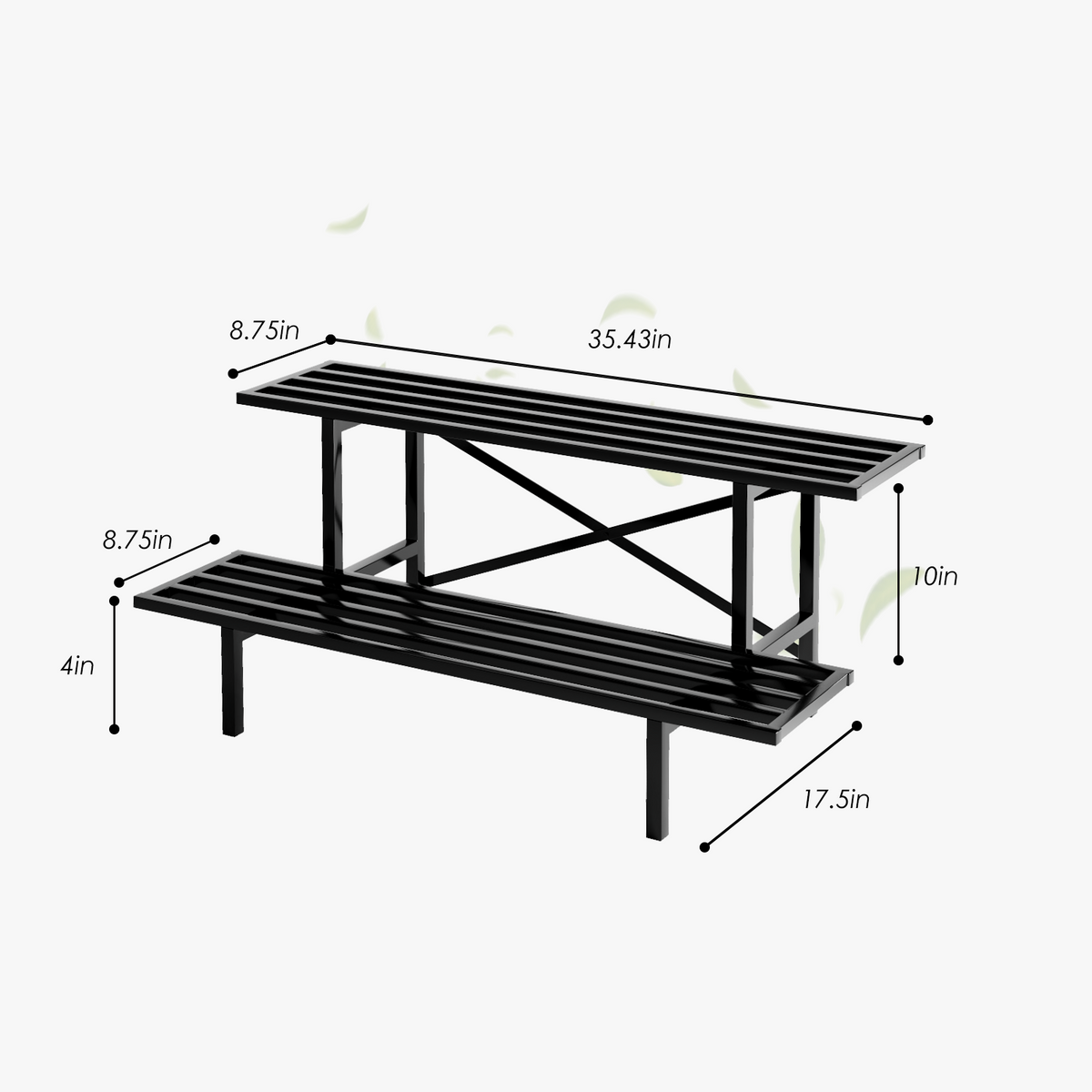 Zhongma 2-Tier Heavy Duty Metal Plant Stand, 35.4" Indoor & Outdoor Shelf