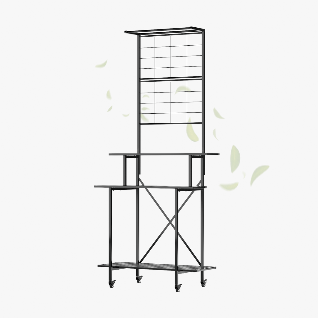 Tall Plant Stand with Hanging Shelf & Wheels, 81.1" Tall, 660 lbs, 18.11" Deep