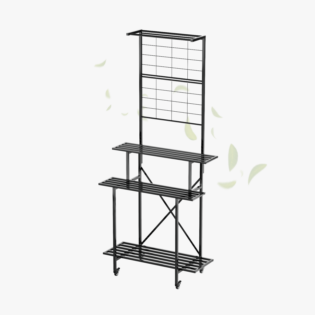 Tall Plant Stand with Hanging Shelf & Wheels, 81.1" Tall, 660 lbs, 18.11" Deep