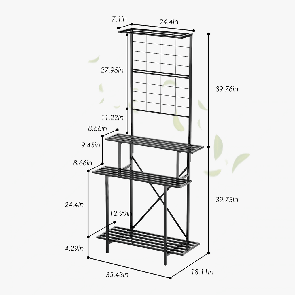 Tall Plant Stand with Hanging Shelf, 81.1" Tall, 660 lbs, 18.11" Deep, Indoor & Out