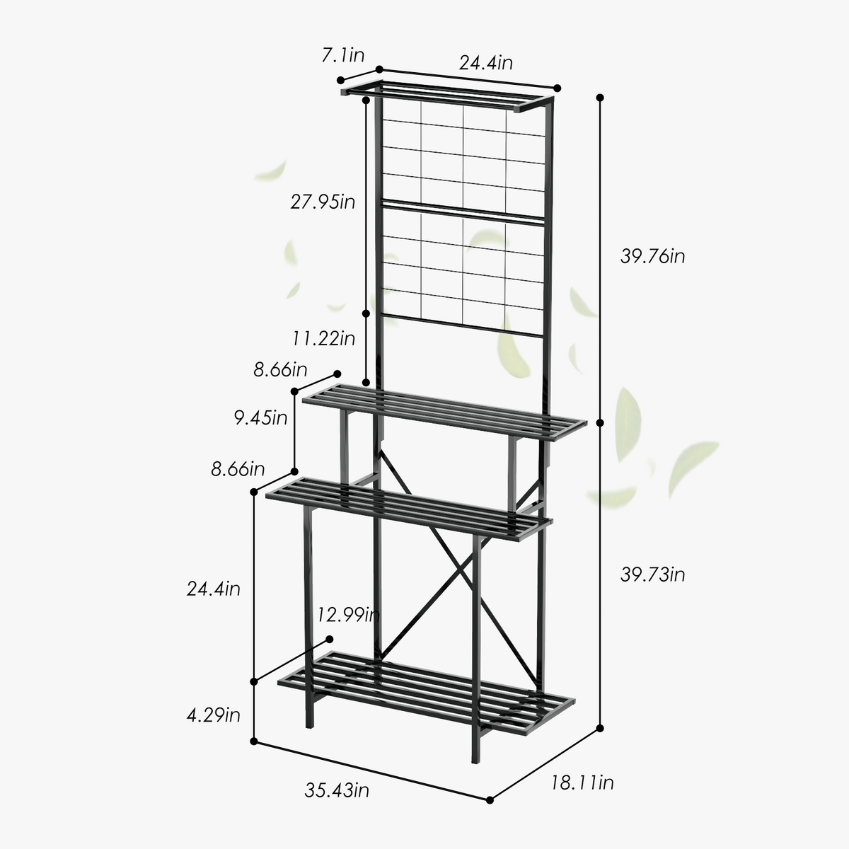 Tall Plant Stand with Hanging Shelf, 81.1" Tall, 660 lbs, 18.11" Deep, Indoor & Out