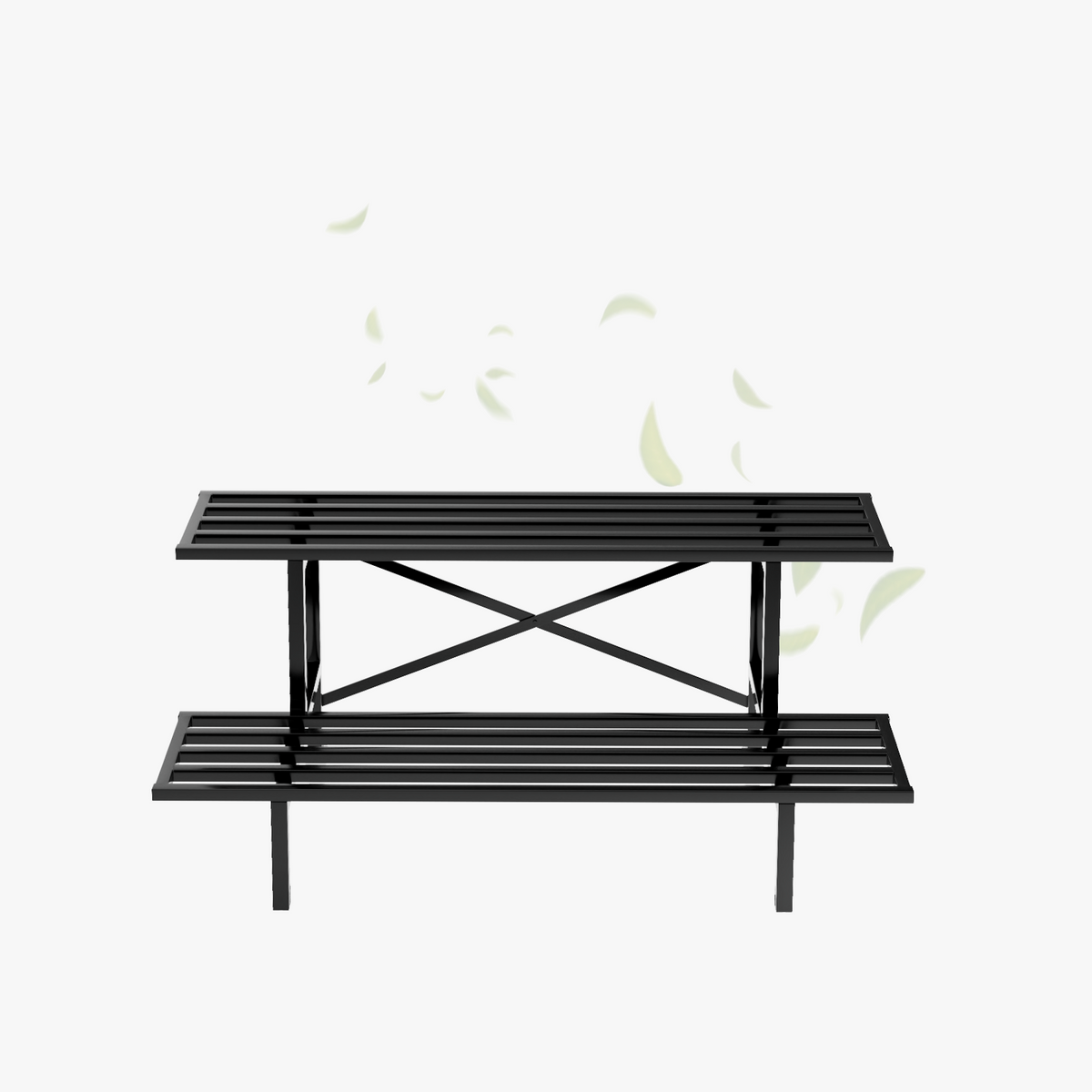 Zhongma 2-Tier Heavy Duty Metal Plant Stand, 35.4" Indoor & Outdoor Shelf