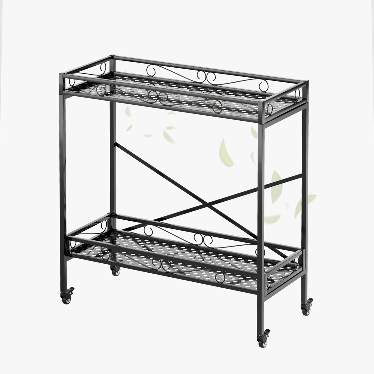 Zhongma 2-Tier Tall Metal Plant Stand with Wheels, 36.6" Indoor & Outdoor