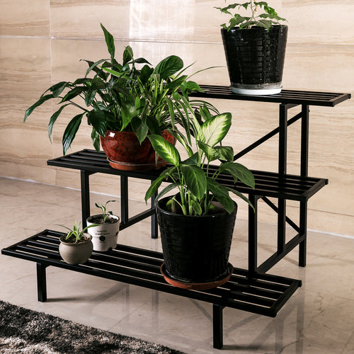 3-Tier Metal Plant Stand,35.4-Inch Long, Indoor & Outdoor Plant Shelf - Zhongma