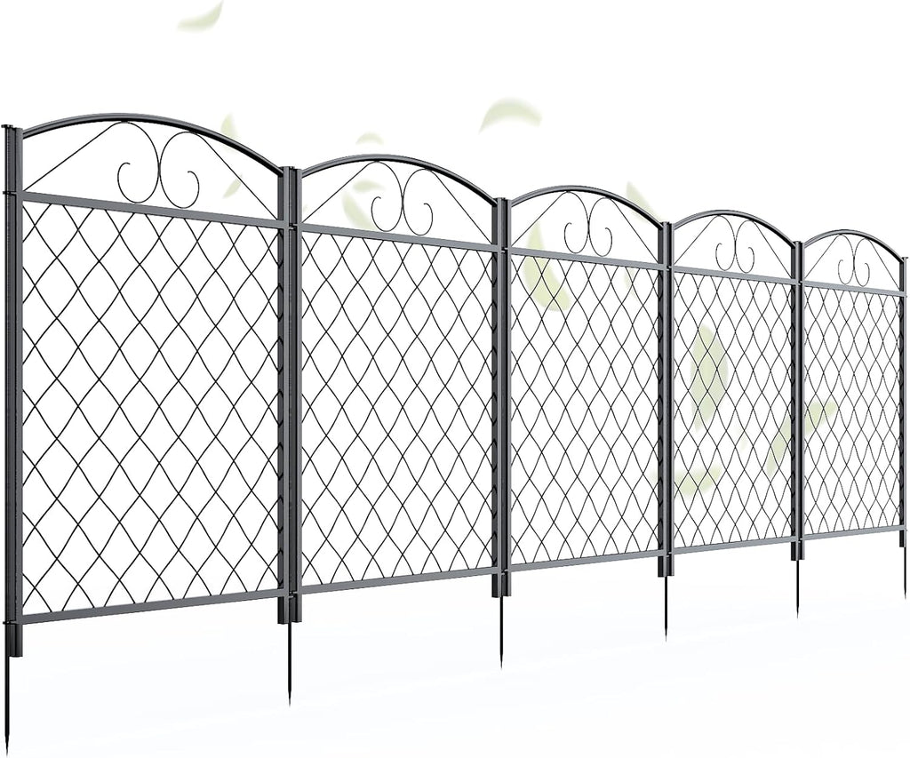 Decorative Metal Garden Fence Panels,5-Pack, Rabbit Barrier,36-Inch Tall - Zhongma