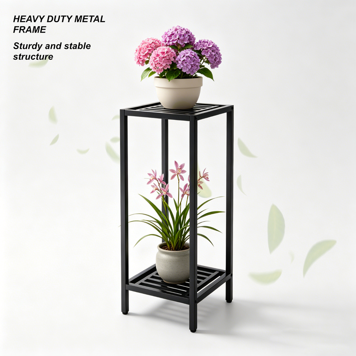 Zhongma 2-Tier 30" Tall Square Metal Plant Stand, Indoor & Outdoor