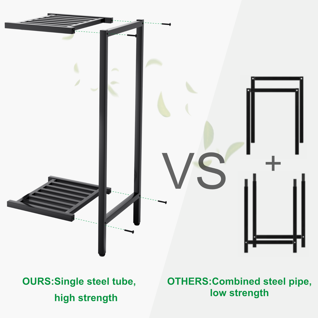 Zhongma 2-Tier 30" Tall Square Metal Plant Stand, Indoor & Outdoor