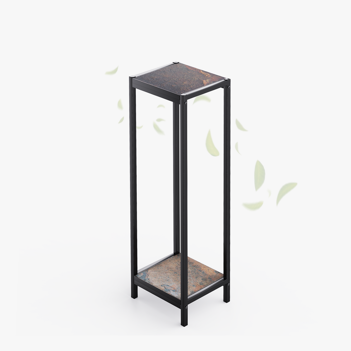 Zhongma 2-Tier Tall Square Slate Top Plant Stand, 39.5" Indoor & Outdoor