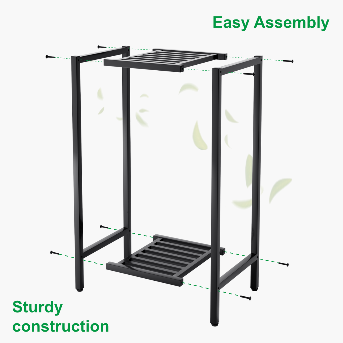 Zhongma 2-Tier 30" Tall Square Metal Plant Stand, Indoor & Outdoor