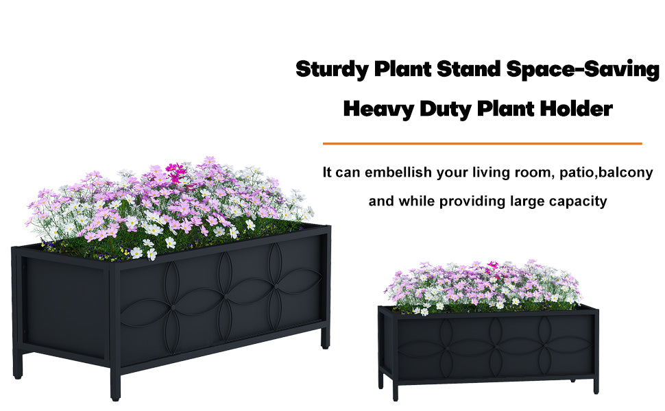 Zhongma 34" Metal Raised Garden Bed Planter Box with Fabric Liner