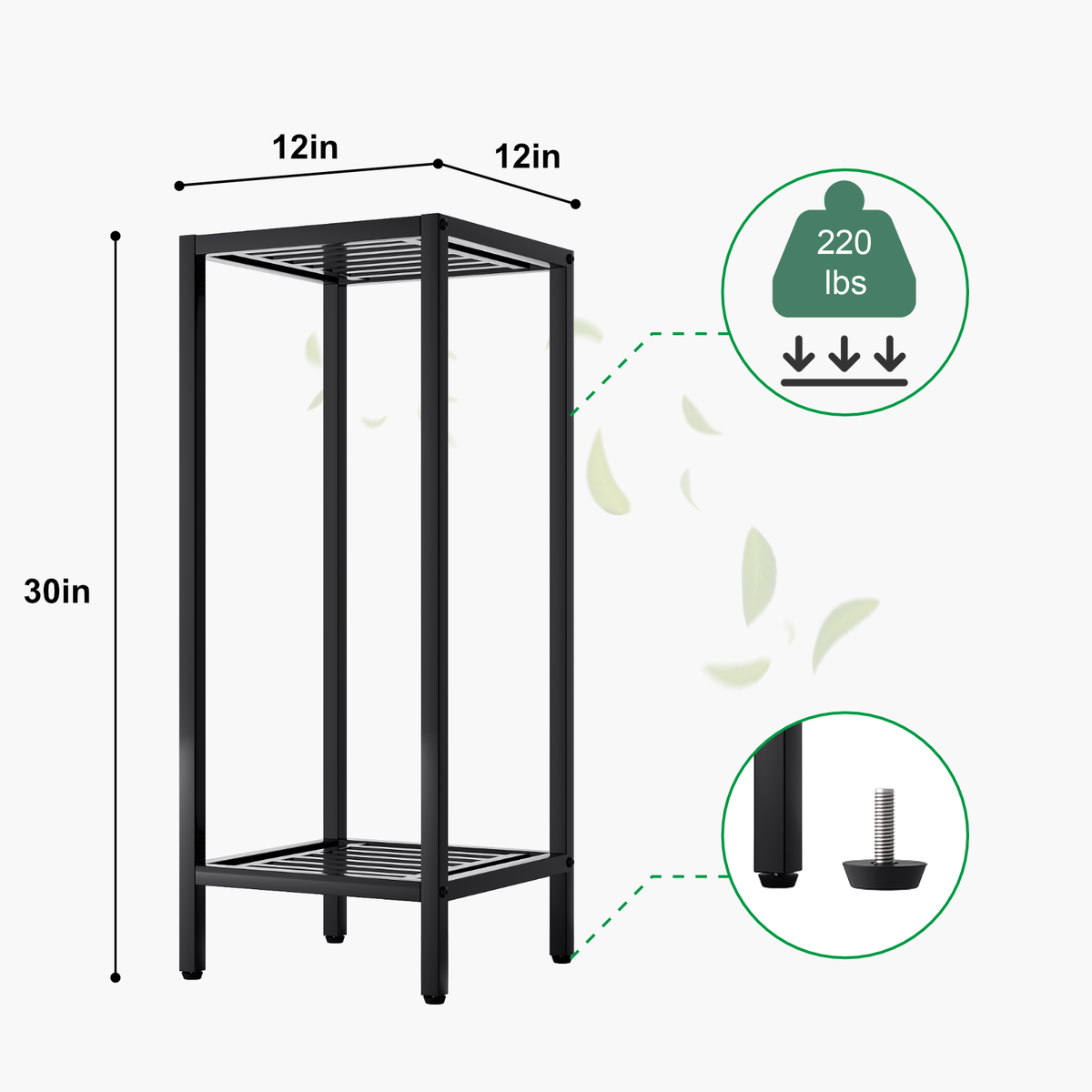 Zhongma 2-Tier 30" Tall Square Metal Plant Stand, Indoor & Outdoor