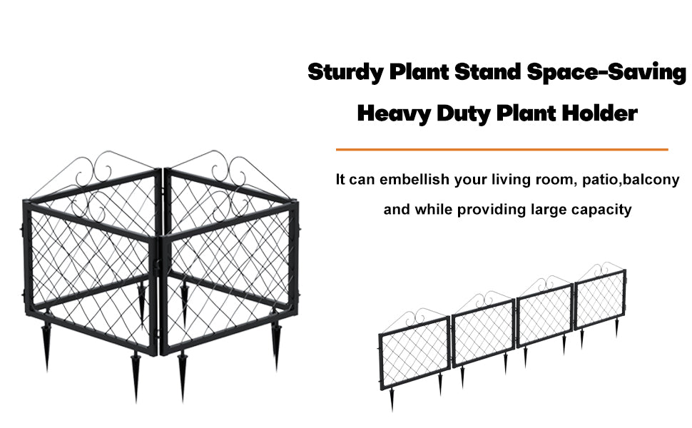 Decorative Metal Garden Fence Panels,4-Pack,26-Inch Tall, No-Dig Edging - Zhongma