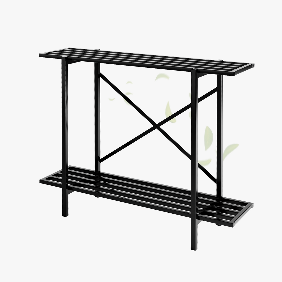 Zhongma 2-Tier Window Height Metal Plant Stand, 35.4" Narrow Indoor & Outdoor