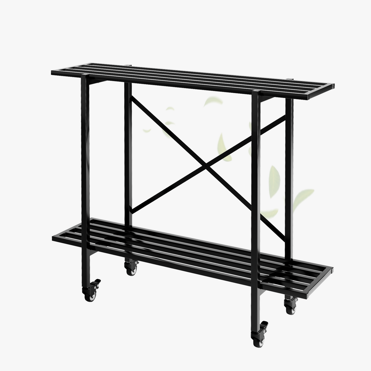 Zhongma 2-Tier Window Height Metal Plant Stand with Wheels, 35.4" Narrow