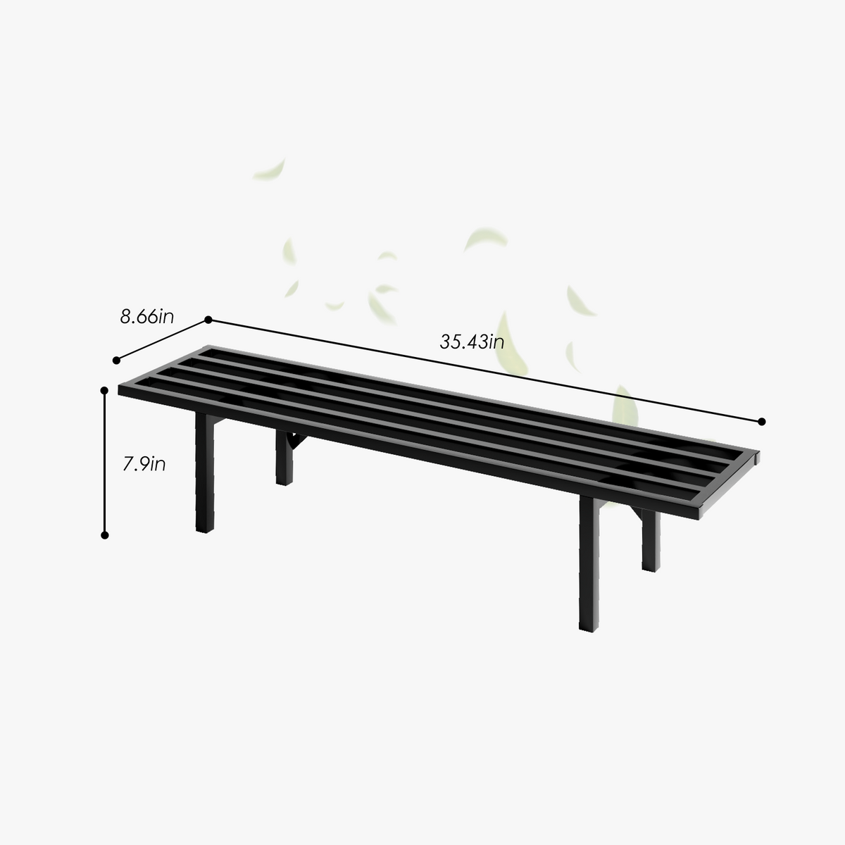 Low-Profile Metal Plant Stand,35.4Inch Long Plant Shelf, Indoor & Outdoor - Zhongma