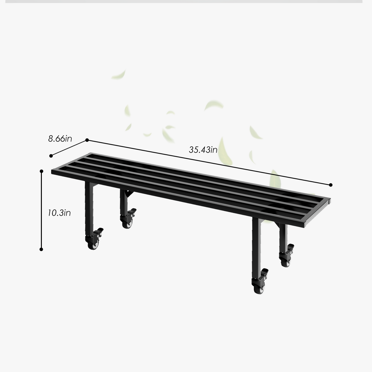 Low-Profile Metal Plant Stand with Wheels, 35.4 Inch Long, Indoor & Covered Outdoor - Zhongma