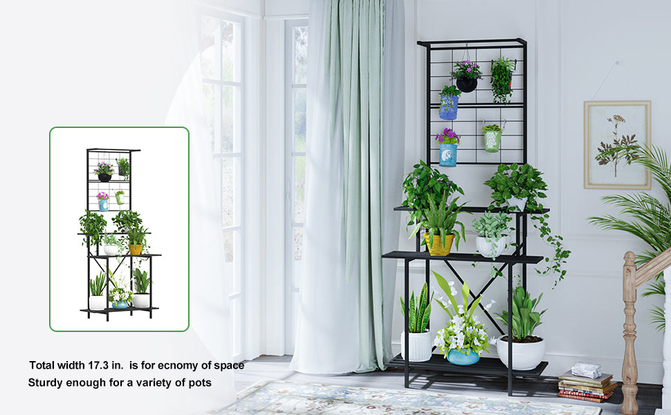 Tall Plant Stand with Hanging Shelf, 81.1" Tall, 660 lbs, 18.11" Deep, Indoor & Out