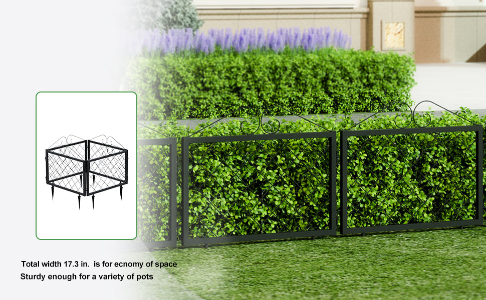 Decorative Metal Garden Fence Panels,4-Pack,26-Inch Tall, No-Dig Edging - Zhongma