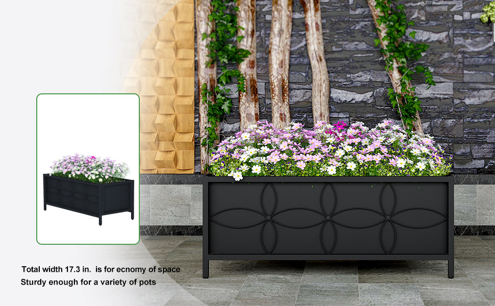 Zhongma 34" Metal Raised Garden Bed Planter Box with Fabric Liner