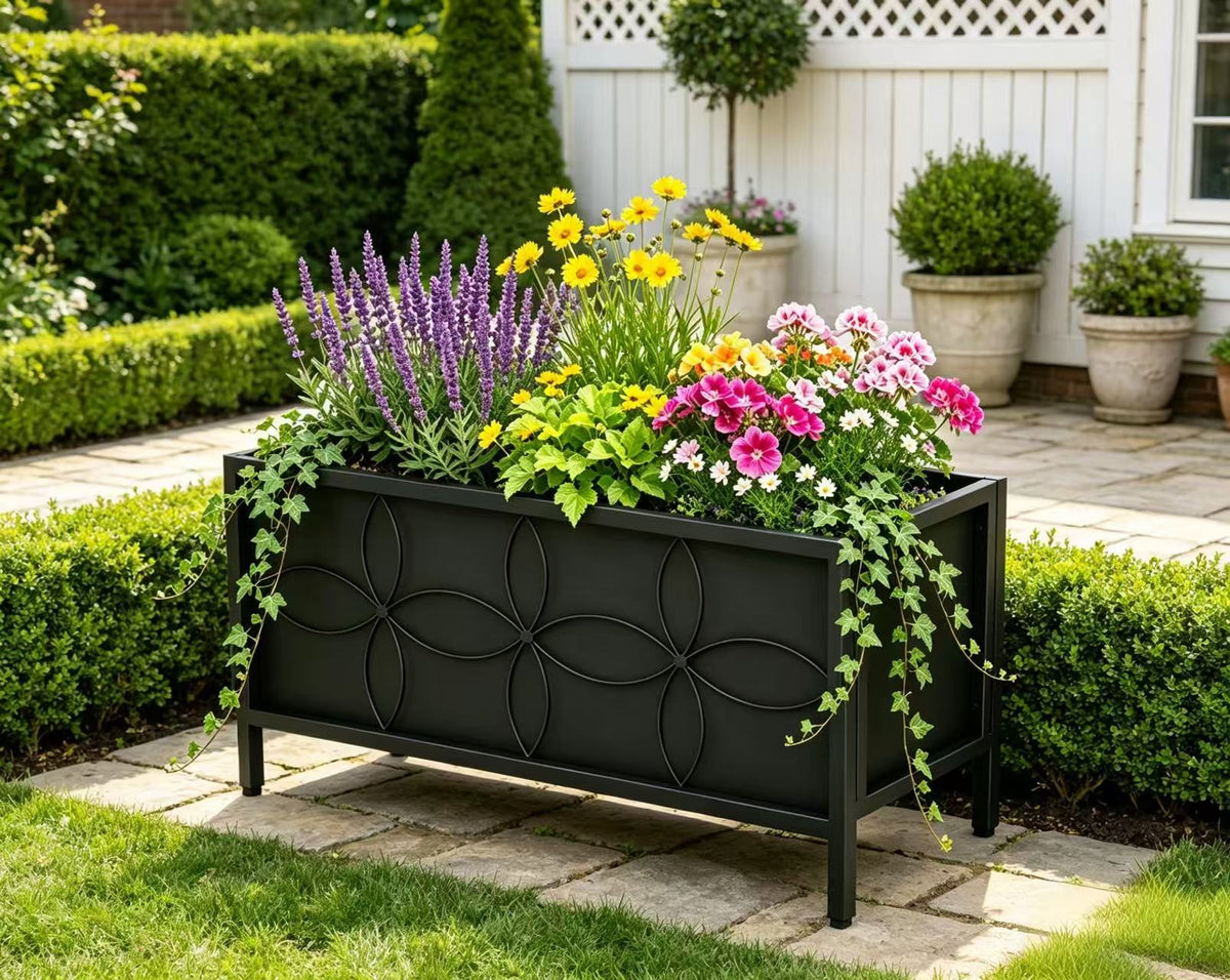 Zhongma 34" Metal Raised Garden Bed Planter Box with Fabric Liner