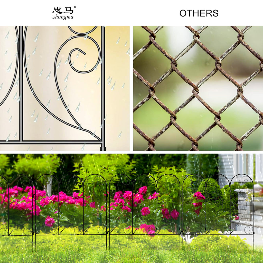 Decorative Metal Garden Fence Panels,4-Pack,26-Inch Tall,100-Inch Long - Zhongma