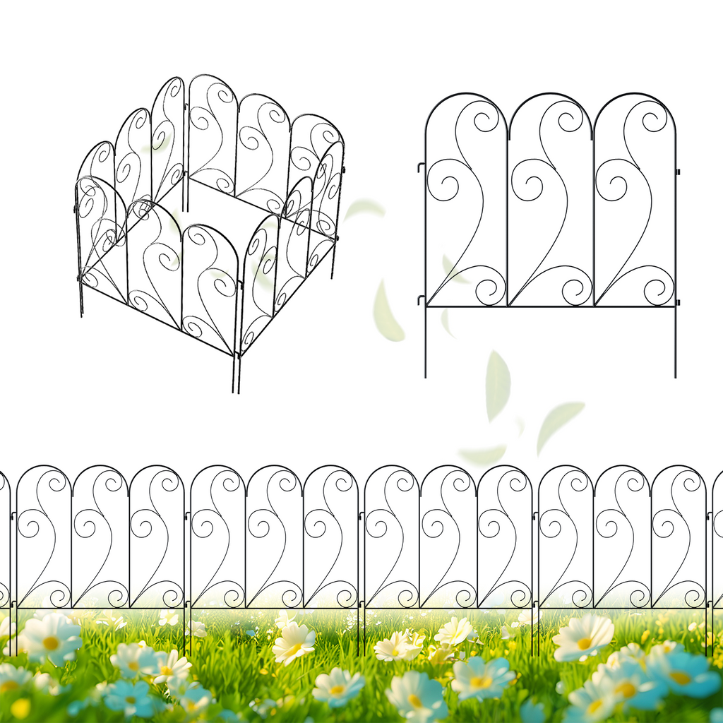 Decorative Metal Garden Fence Panels,4-Pack,26-Inch Tall,100-Inch Long - Zhongma