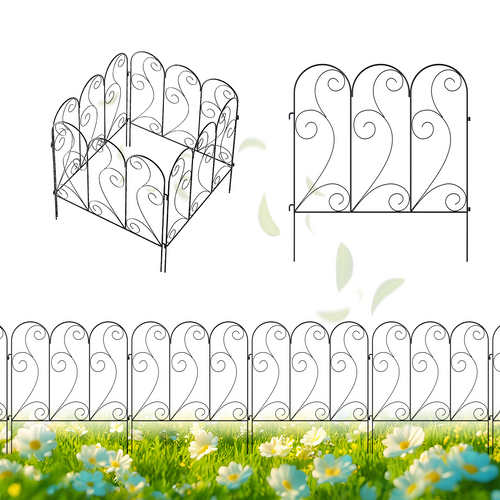 Decorative Metal Garden Fence Panels,4-Pack,26-Inch Tall,100-Inch Long - Zhongma