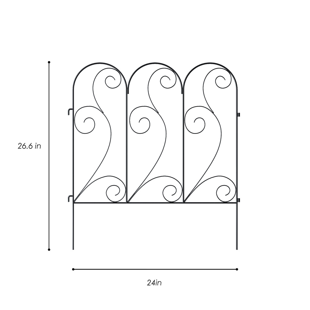 Decorative Metal Garden Fence Panels,4-Pack,26-Inch Tall,100-Inch Long - Zhongma