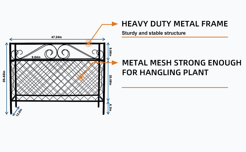 Zhongma 2-Tier Narrow Metal Plant Stand, 47.2" Indoor & Outdoor Shelf