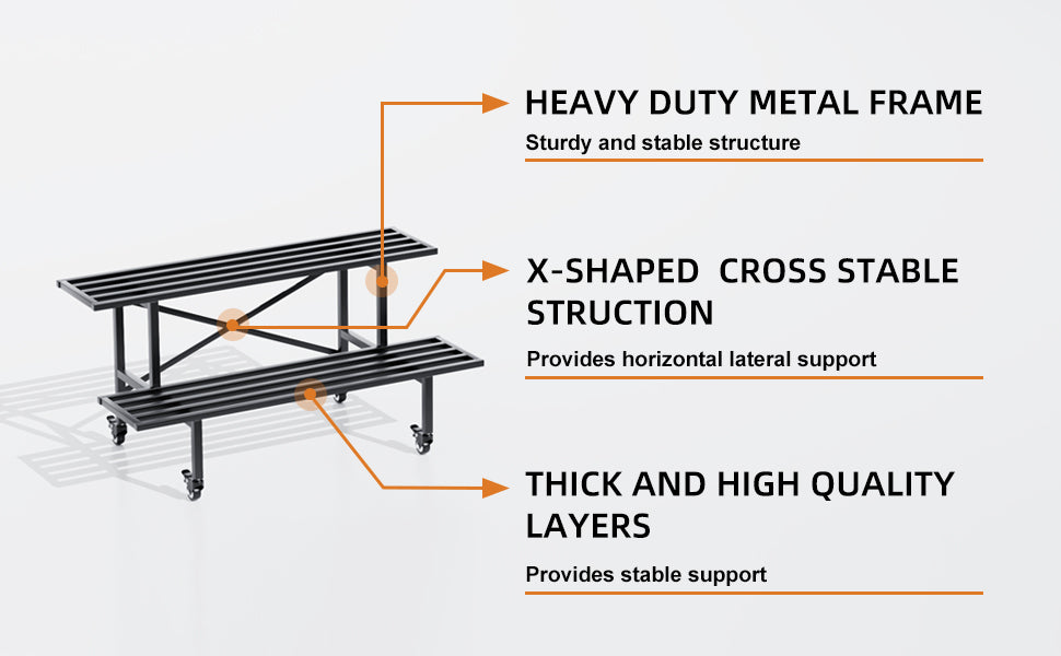 Zhongma 2-Tier Metal Plant Stand with Wheels, 35.4" Indoor & Outdoor Shelf