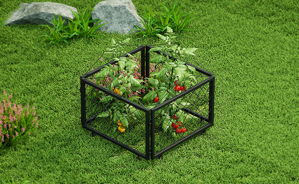 Decorative Metal Garden Fence Panels,4-Pack,26-Inch Tall, No-Dig Edging - Zhongma