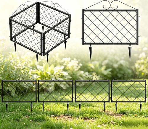 Decorative Metal Garden Fence Panels,4-Pack,26-Inch Tall, No-Dig Edging - Zhongma