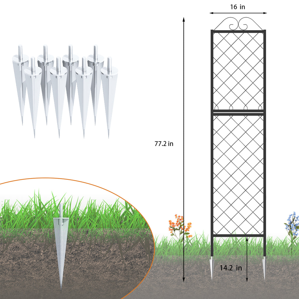 Zhongma 2-Pack 77.2" Tall Metal Lattice Garden Trellis for Climbing Plants