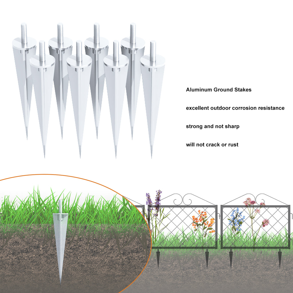Decorative Metal Garden Fence Panels,4-Pack,26-Inch Tall, No-Dig Edging - Zhongma