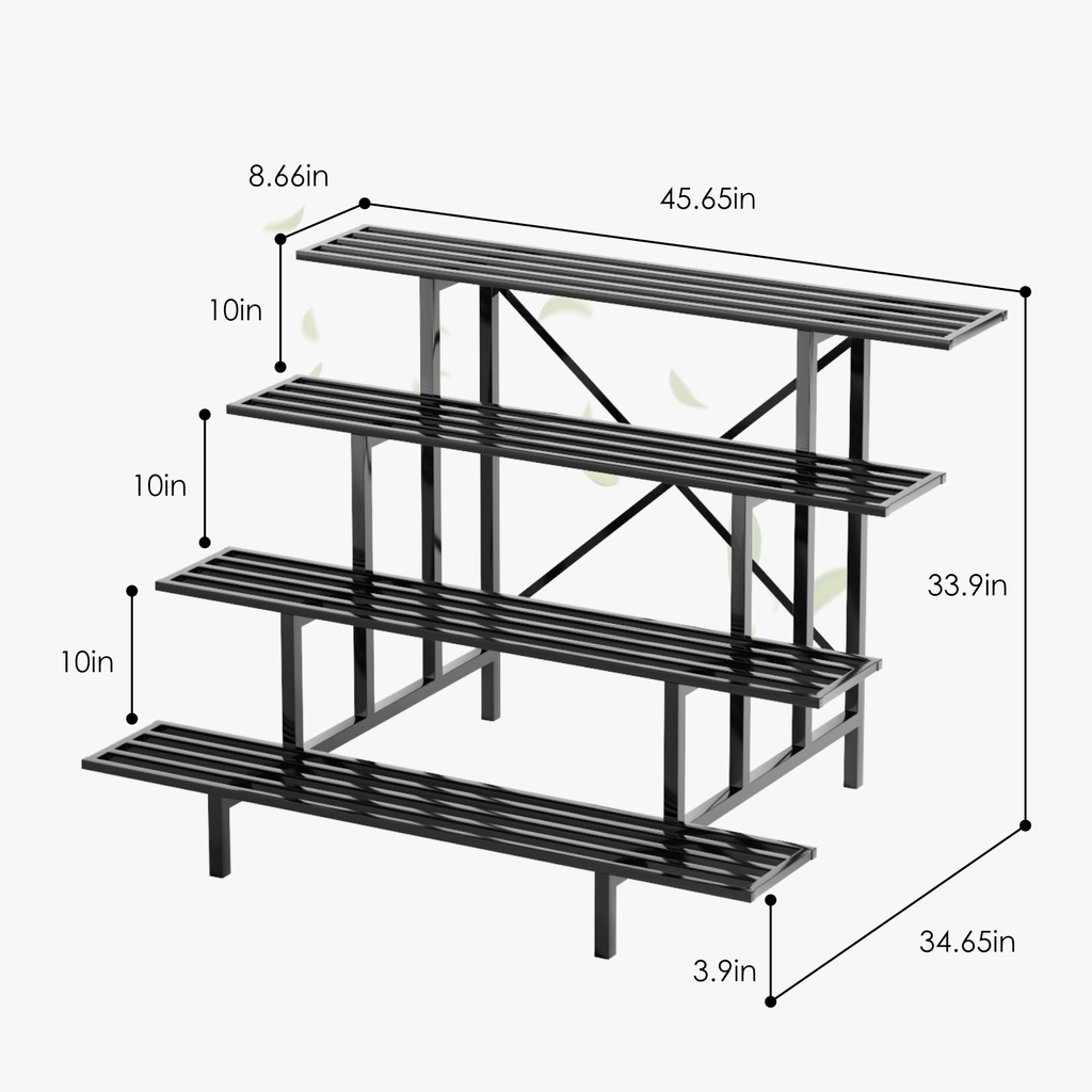 4-Tier Stepped Plant Stand, 45.7" Long, X-Braced Frame, 880 lbs, Indoor & Outdoor