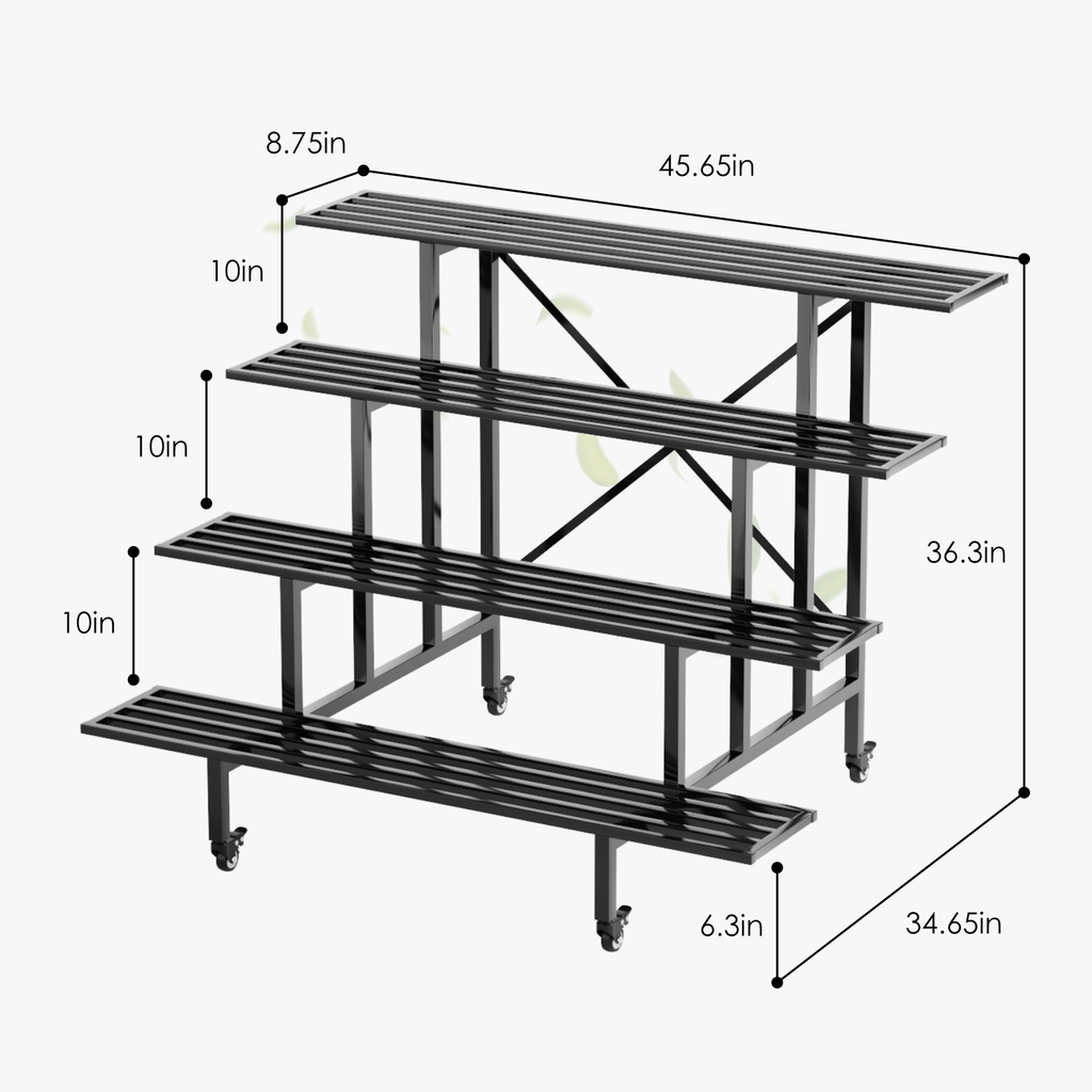 4-Tier Rolling Plant Stand with Locking Wheels, 45.7", 34.65" Deep, 880 lbs