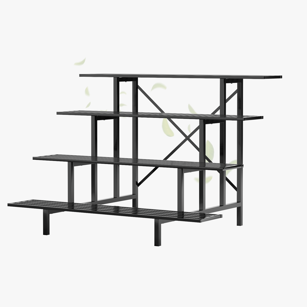 4-Tier Stepped Plant Stand, 45.7" Long, X-Braced Frame, 880 lbs, Indoor & Outdoor