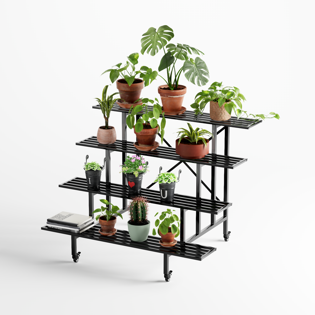 4-Tier Rolling Plant Stand with Locking Wheels, 45.7", 34.65" Deep, 880 lbs
