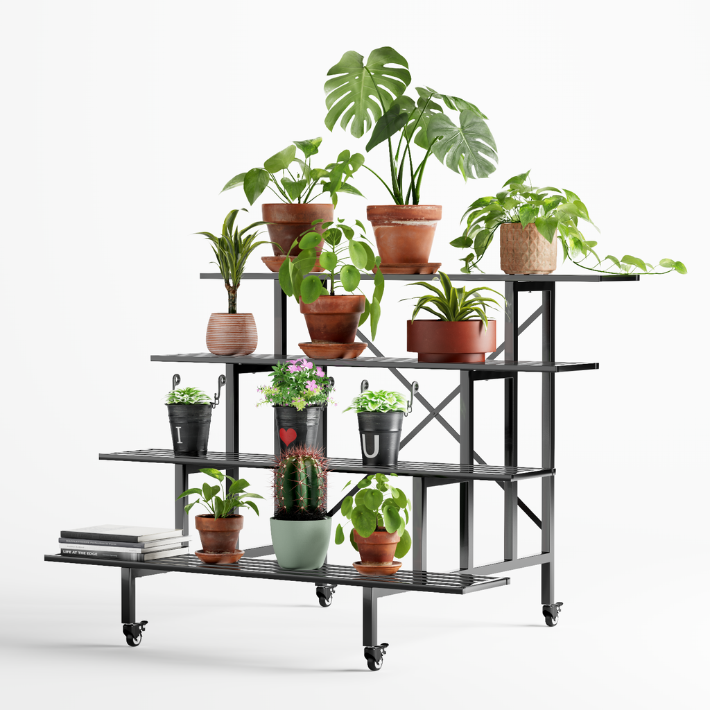 4-Tier Rolling Plant Stand with Locking Wheels, 45.7", 34.65" Deep, 880 lbs
