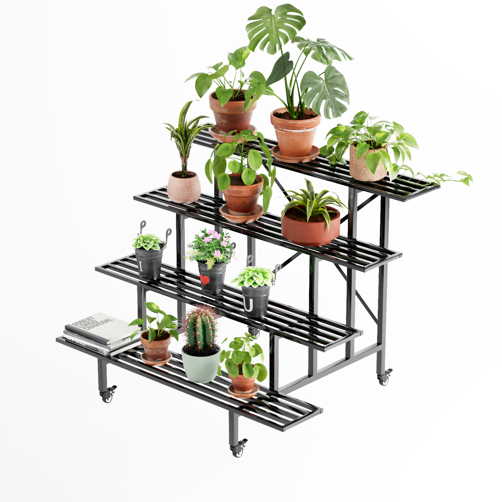 4-Tier Rolling Plant Stand with Locking Wheels, 45.7", 34.65" Deep, 880 lbs